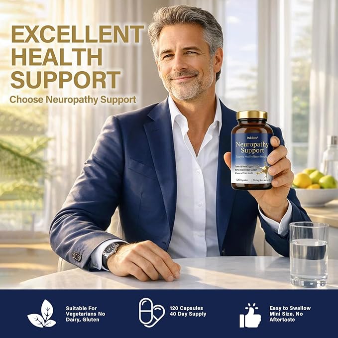 Neuropathy Supplements | Premium Nerve Support for Nerve Health, Regeneration, Cognitive | R-Alpha Lipoic Acid Vitamin B1, B6, B12, Magnesium | 120 Vegan Capsules, 40 Day Supply