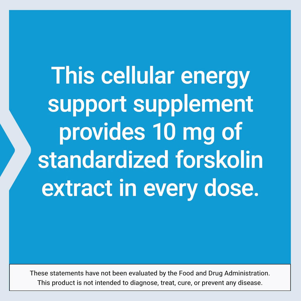 Life Extension Forskolin, Coleus forskohlii, Cellular Energy Health Support Supplement, 10 mg, standardized Extract, Non-GMO, Gluten-Free, Vegetarian, 60 Capsules, 1-2 Month Supply