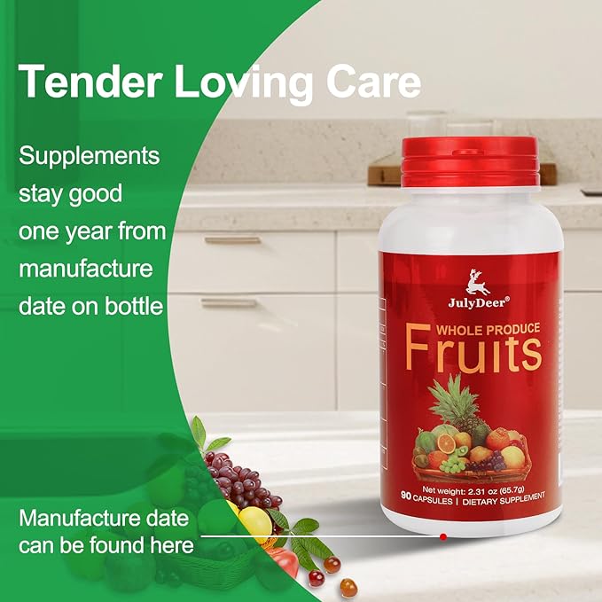 Fruit and Veggies Supplement Ingredients Natural – 4 Bottles 360 Total Vegetarian Capsules | Balance of Natural 16+18 Whole Fruits & Veggies Blend | Fresh Superfood Formula with Vitamins and Minerals
