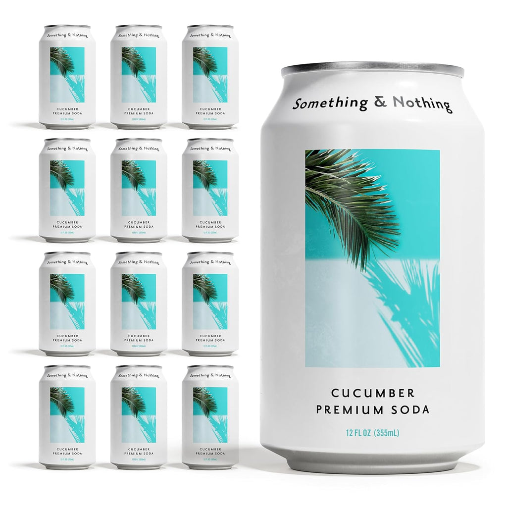 Something & Nothing Flavoured Sparkling Water - Lightly Carbonated, Full Flavoured with Added Grape & Lemon Juice | Vegan & Low Calorie Soda | 355ml Cans, Pack of 12 (Cucumber)