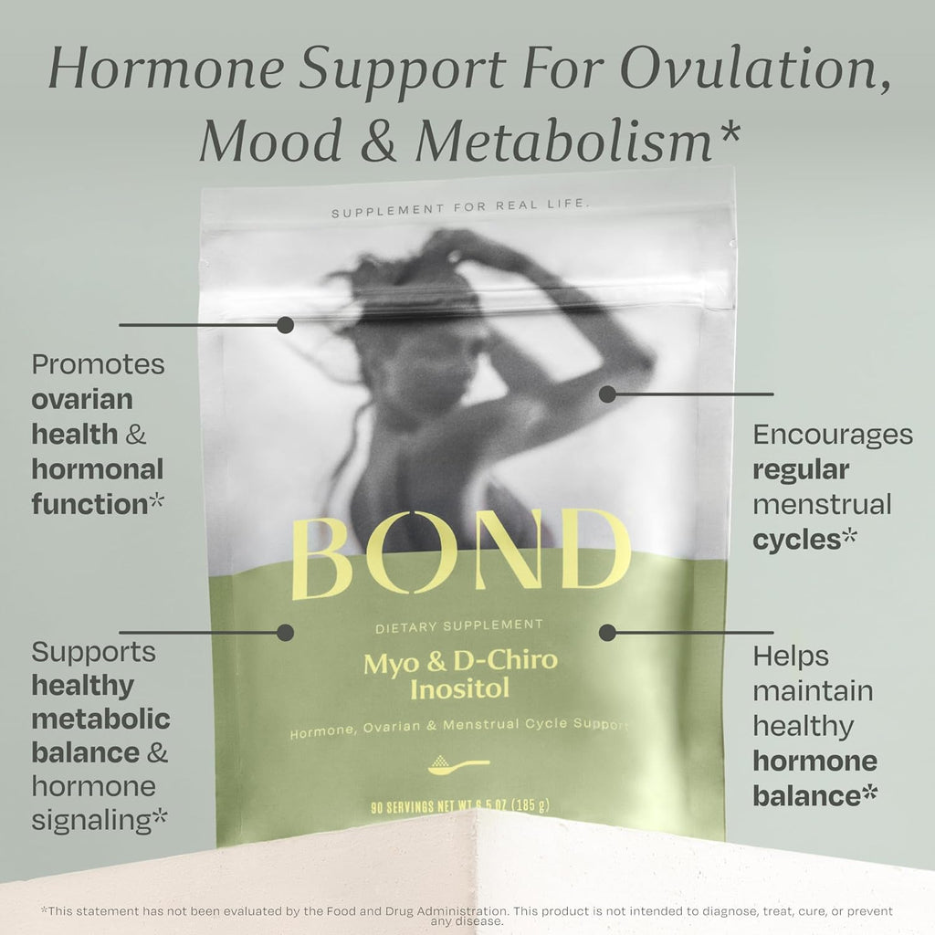 BOND Inositol Pure Powder – Myo-Inositol & D-Chiro Inositol 40:1 – Hormone Balance, Cycle & Ovulation Support – 90 Servings, Vegan, Sugar-Free