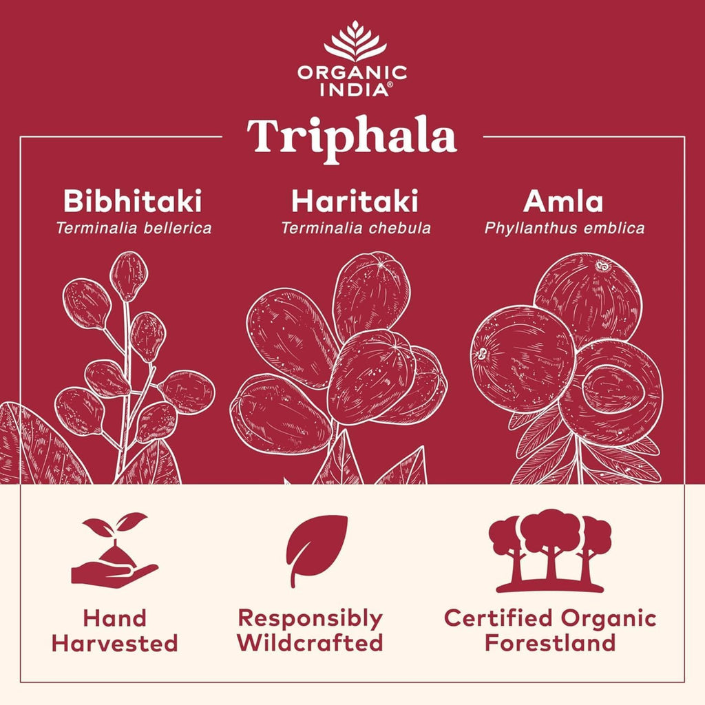 ORGANIC INDIA Triphala Capsules Organic - Herbal Supplement with Amla, Bibhitaki, Haritaki, Digestion & Colon Support, Immune System Support, Adaptogen, Vegan, USDA Certified Organic - 60 Capsules