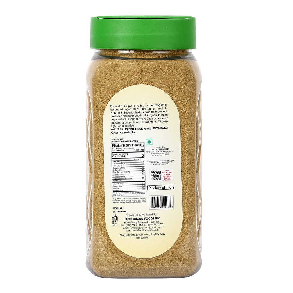 Dwaraka Organic - Coriander Powder, 7oz, Healthy, Organic, Non GMO, All Natural