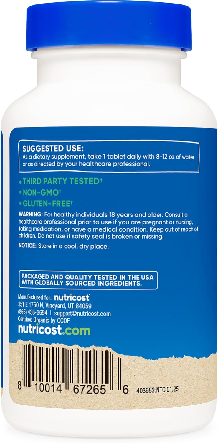 Nutricost Organic Chlorella 500mg, 240 Tablets - Gluten Free, Non-GMO