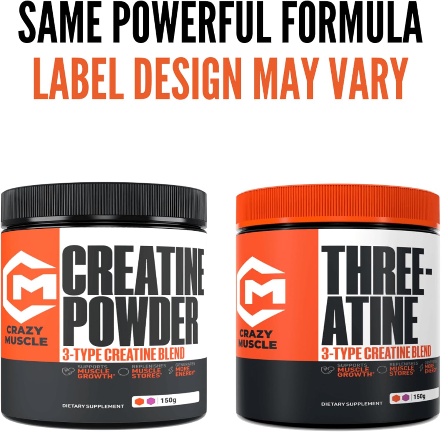 Crazy Muscle Creatine Monohydrate Powder, 5000mg Premium 3X ThreeAtine Pre Workout Mass Gainer, High Absorption Easy to Take Powder Optimum Performance for Men & Women, 30 Servings