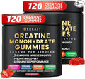Creatine Monohydrate Gummies for Men & Women, 9000MG Creatine Gummies Sugar Free with L-Taurine, BCAA 2:1, B12 B6 for Boost Strength, Focus & Endurance, Vegan, Non-GMO, Strawberry 120*2 Bottle