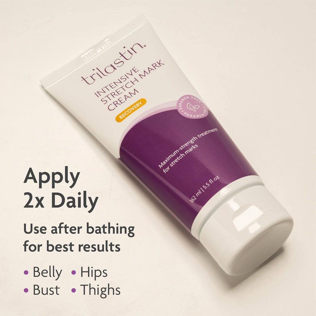 TriLASTIN Stretch Mark Cream for Pregnancy - 5.5 Oz & 3 Oz Hydro-Thermal Accelerator & Absorption Serum - Intensive Moisturizing Formula with Hyaluronic Acid - Prevent Stretch Marks During Pregnancy