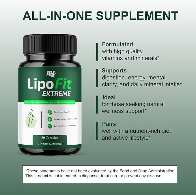 BLUE VIBE Lipofit Extreme Capsules, Lipo Fit Advanced Strength Overall Health & Wellness Support Supplement, Lipofit Extreme Official Premium All Natural Health Support (2 Pack - 120 Capsules)