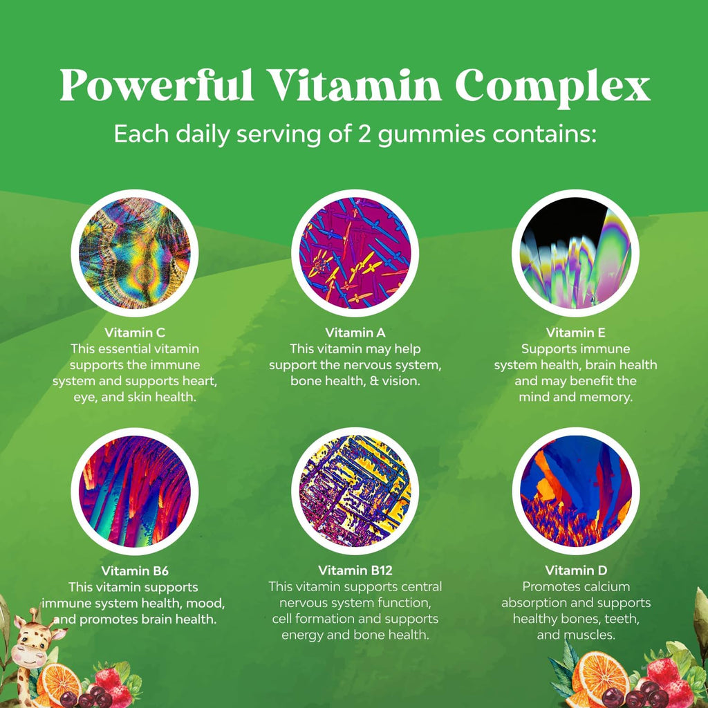 Plant Based Kids Multivitamin Gummies - Multivitamin for Kids Immunity Support Gummies with Vitamins A C D3 E B and Zinc Gelatin and Gluten Free Non-GMO Vitamins Gummy Formula 180ct