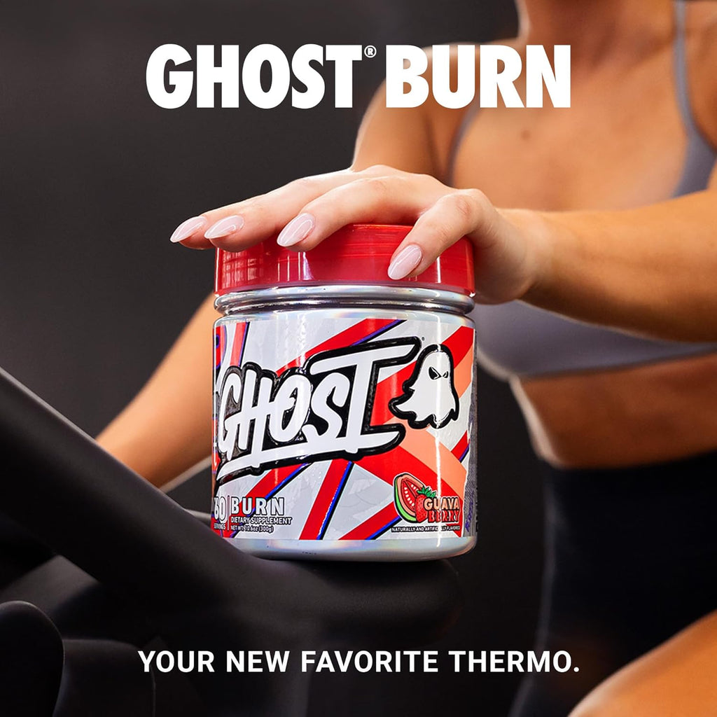 GHOST Burn Weight Management Powder, Guava Berry (60 Servings) - Metabolism & Energy Support Supplement for Men & Women - Natural Caffeine, L-Carnitine & L-Tyrosine - Gluten, Soy & Sugar-Free, Vegan