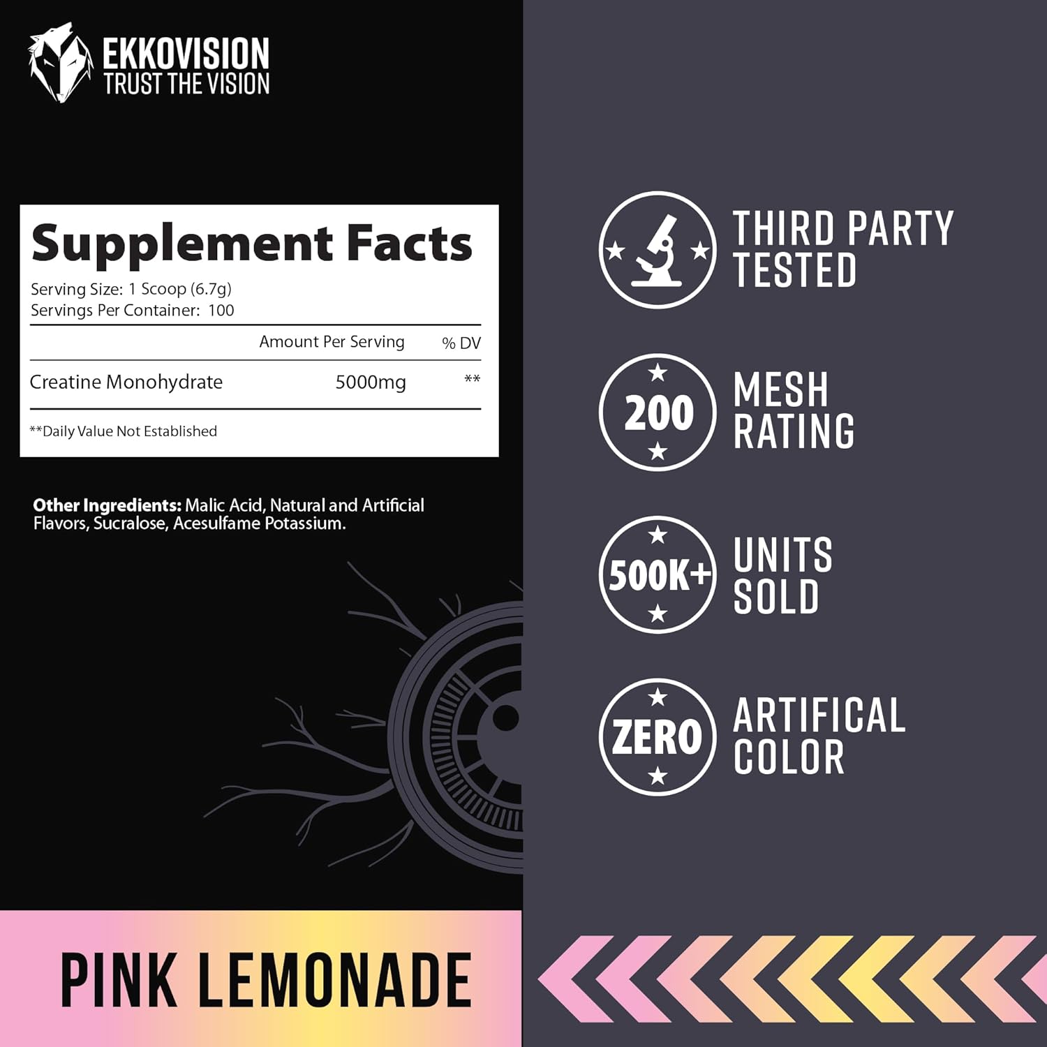 Creatine Monohydrate Powder, Micronized, Pink Lemonade, Pre Workout & Post Workout Supplement for Men and Women, Energy Support, Easy to Mix in Shakes, Smoothies & Beverages, 100 Servings