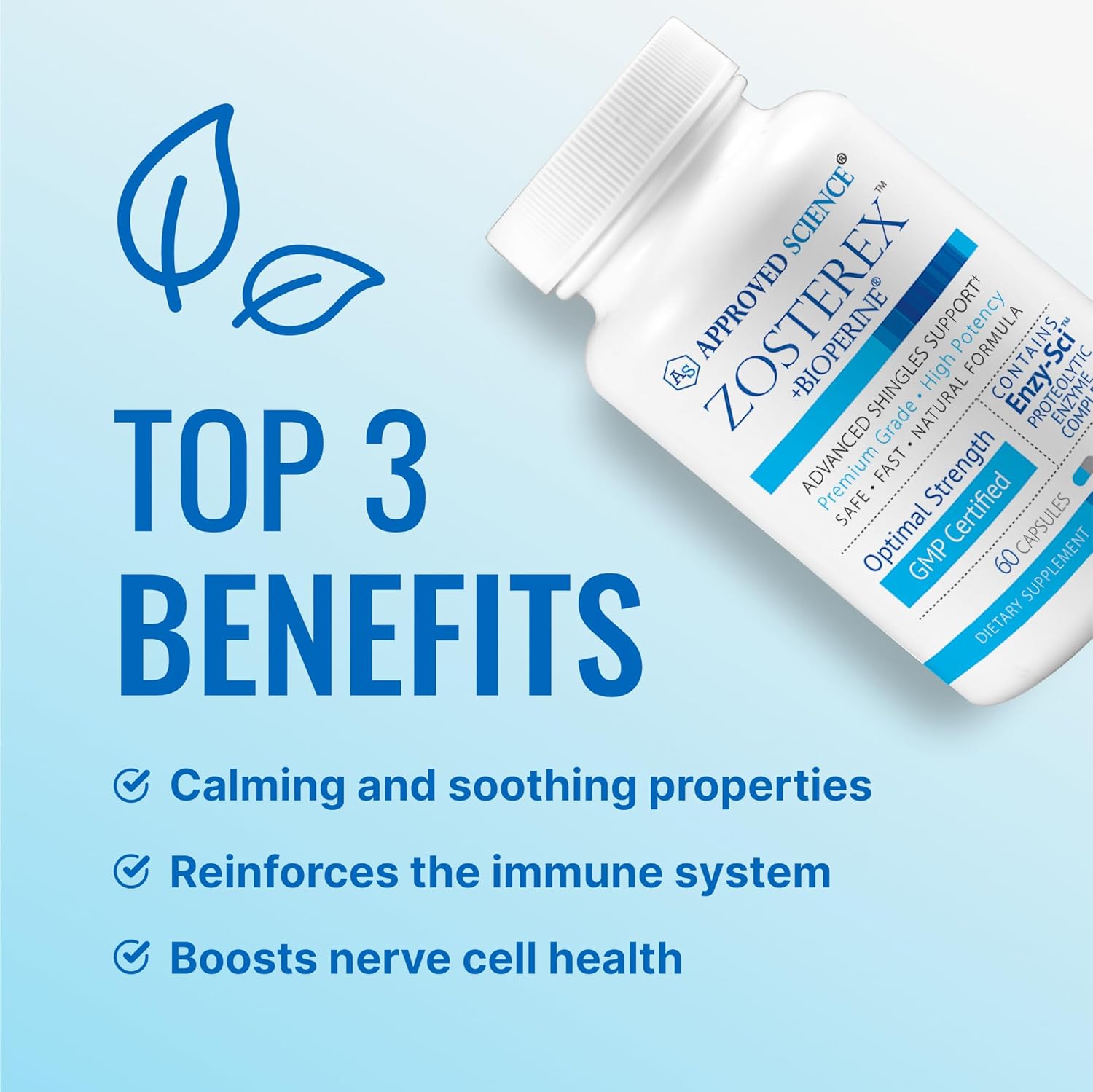 Approved Science Zosterex - Immune Support - L-Lysine 1000 mg, Vitamin B Blend, Mushroom Blend - 3 Month Supply - Made in The USA