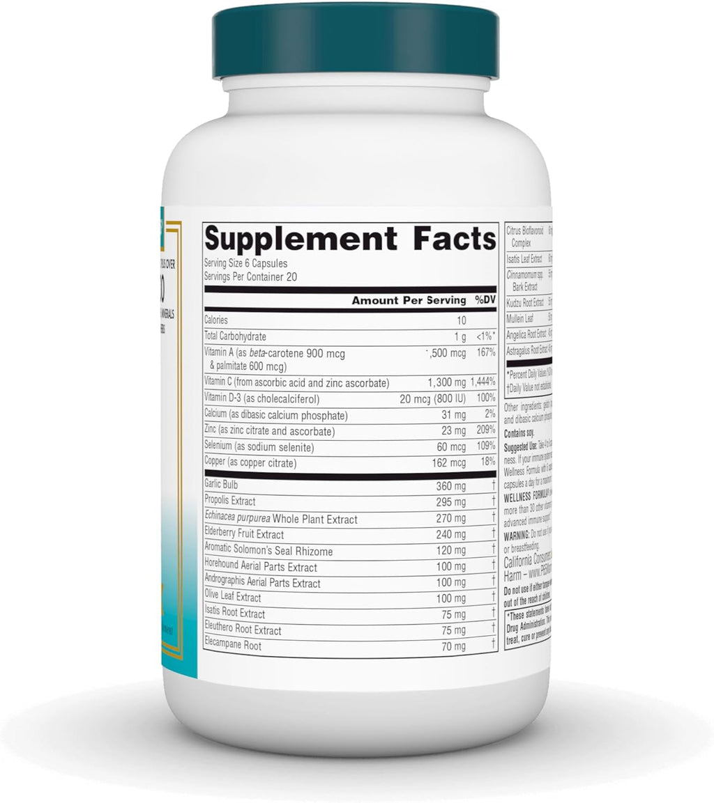 Source Naturals Wellness Formula Bio-Aligned Vitamins & Herbal Defense for Advanced Immune Support* - Dietary Supplement & Immunity Booster - 120 Capsules