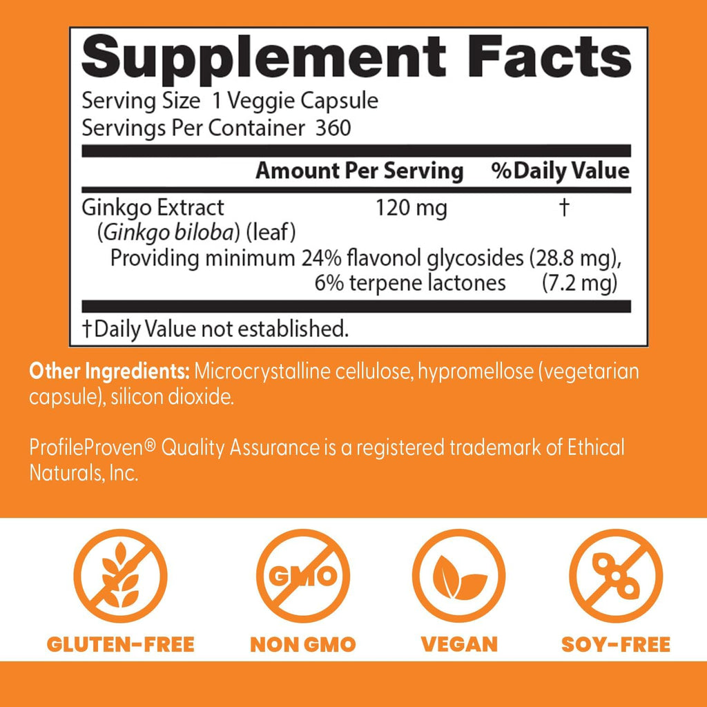 Doctor's Best Extra Strength Ginkgo, Non-GMO, Vegan, Gluten Free, Soy Free, Promotes Mental Function and Memory, 120 mg, 360 Count (Pack of 1)