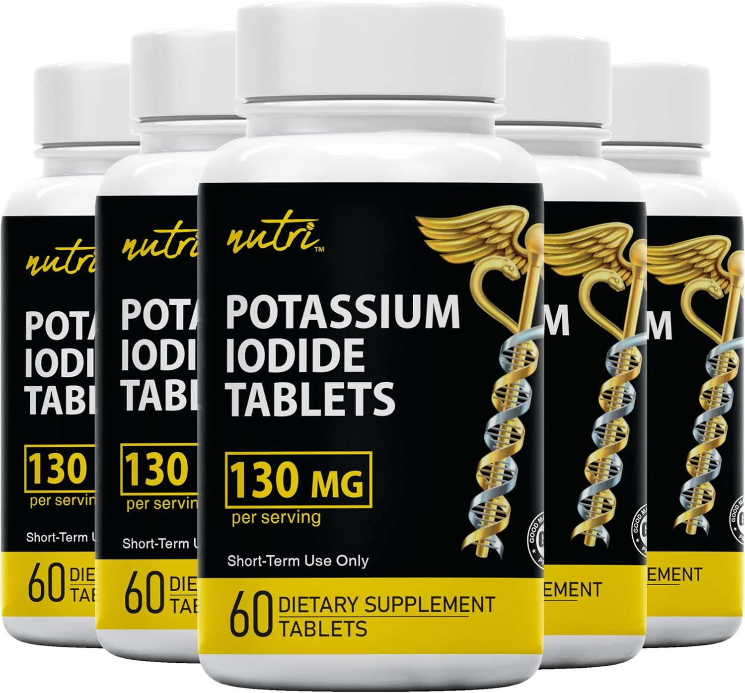 Nature's Fusions Potassium Iodide Tablets, Pack of 5-130mg - 300 Tablets EXP 10/2032 - YODO Naciente - KI Pills - Yoduro de Potasio