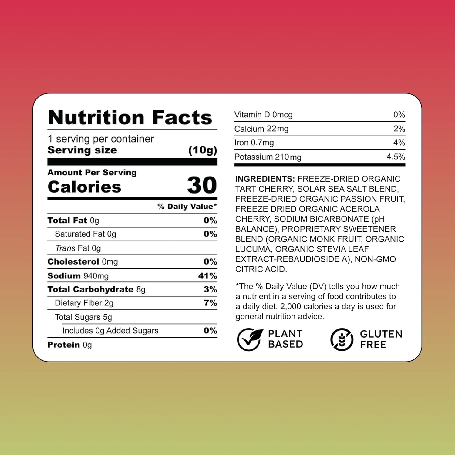 Purest Electrolyte Passion Cherry Powder Packets – Whole Food Hydration - Organic Freeze-Dried Fruits and Solar Sea Salts for Ultimate Electrolyte Balance