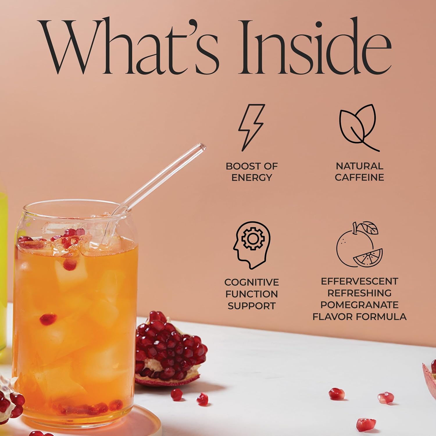 Arbonne Ginseng Energy Supplements - PomegranateFlavor Fizz Sticks, Energy Boost with Caffeine Powder from Guarana and Green Tea, Delicious Alternative to Caffeine Pills