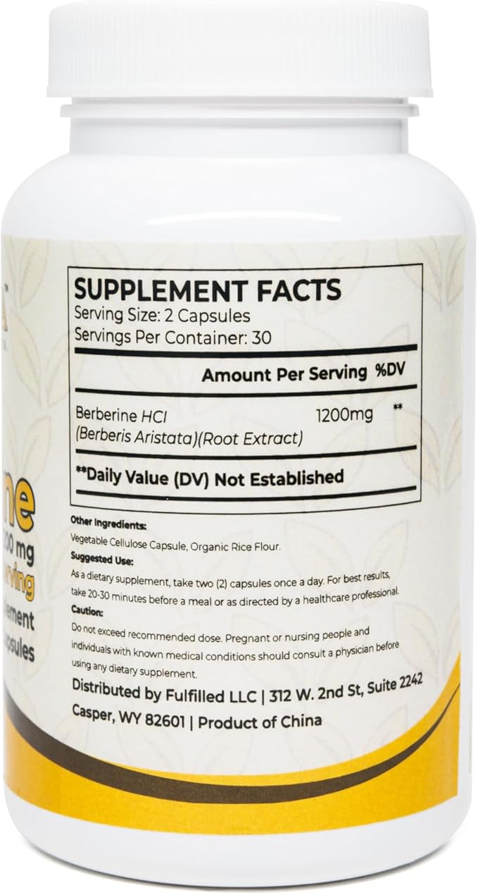 Berberine 1200 – High-Potency, Plant-Based Formula for Metabolic Optimization, Cellular Vitality & Whole-Body Wellness – 60 Vegan Capsules, Clean, Non-GMO, Premium Grade