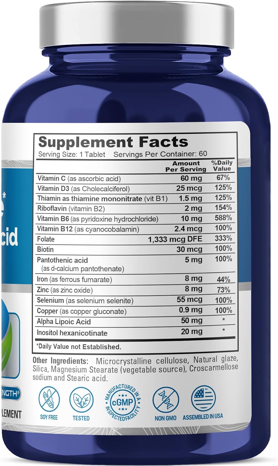 NusaPure Renal Support + Alpha Liopic Acid 165.4 mg Vegetarians Vegans, Non-GMO Per 60 Tablets
