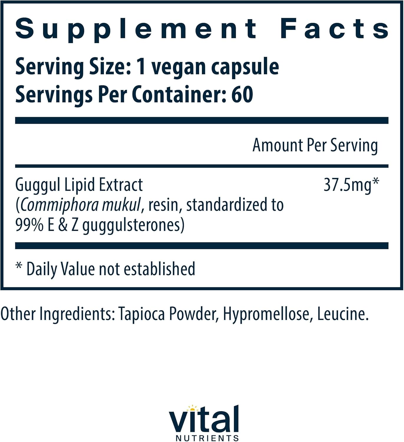 Vital Nutrients Guggul E & Z | Vegan Guggul Supplement | Cholesterol Supplement for Healthy LDL and Triglyceride Levels | Gluten, Dairy, Soy Free | Non-GMO | 60 Capsules