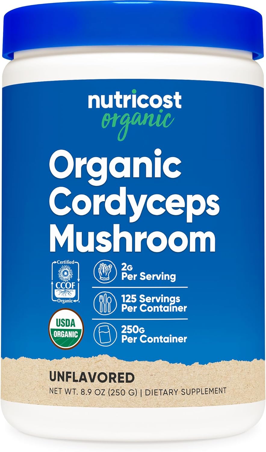 Nutricost Organic Cordyceps Mushroom Powder 250 Grams - USDA Certified Organic, Non-GMO, Gluten Free
