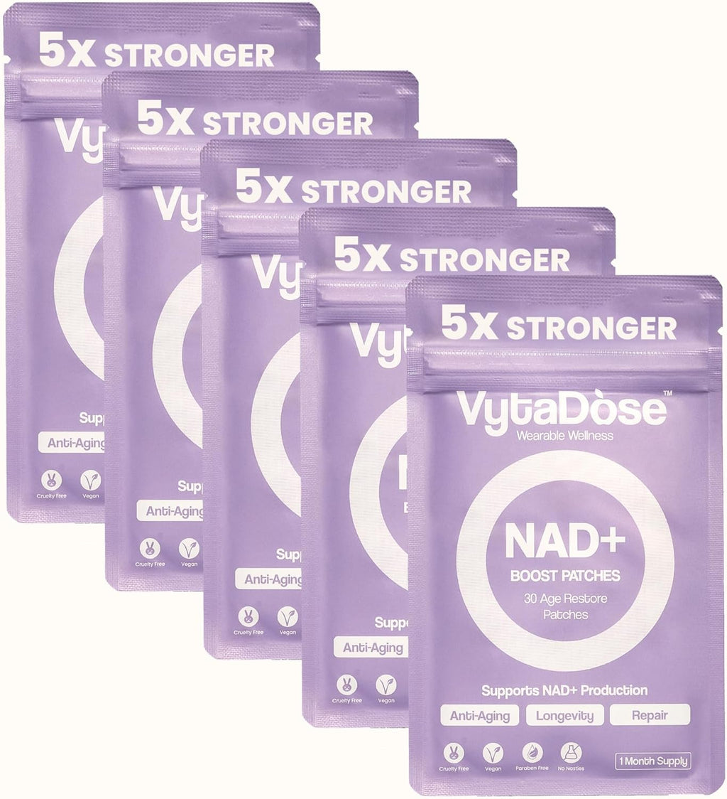 NAD+ Boost Patches | Anti-Aging and Wellness Support | 5x Stronger Formula | NMNH, Resveratrol, Hyaluronic Acid, Vitamin C, & Coq10 l Premium 8-Hour Time-Release Patch for Enhanced Absorption