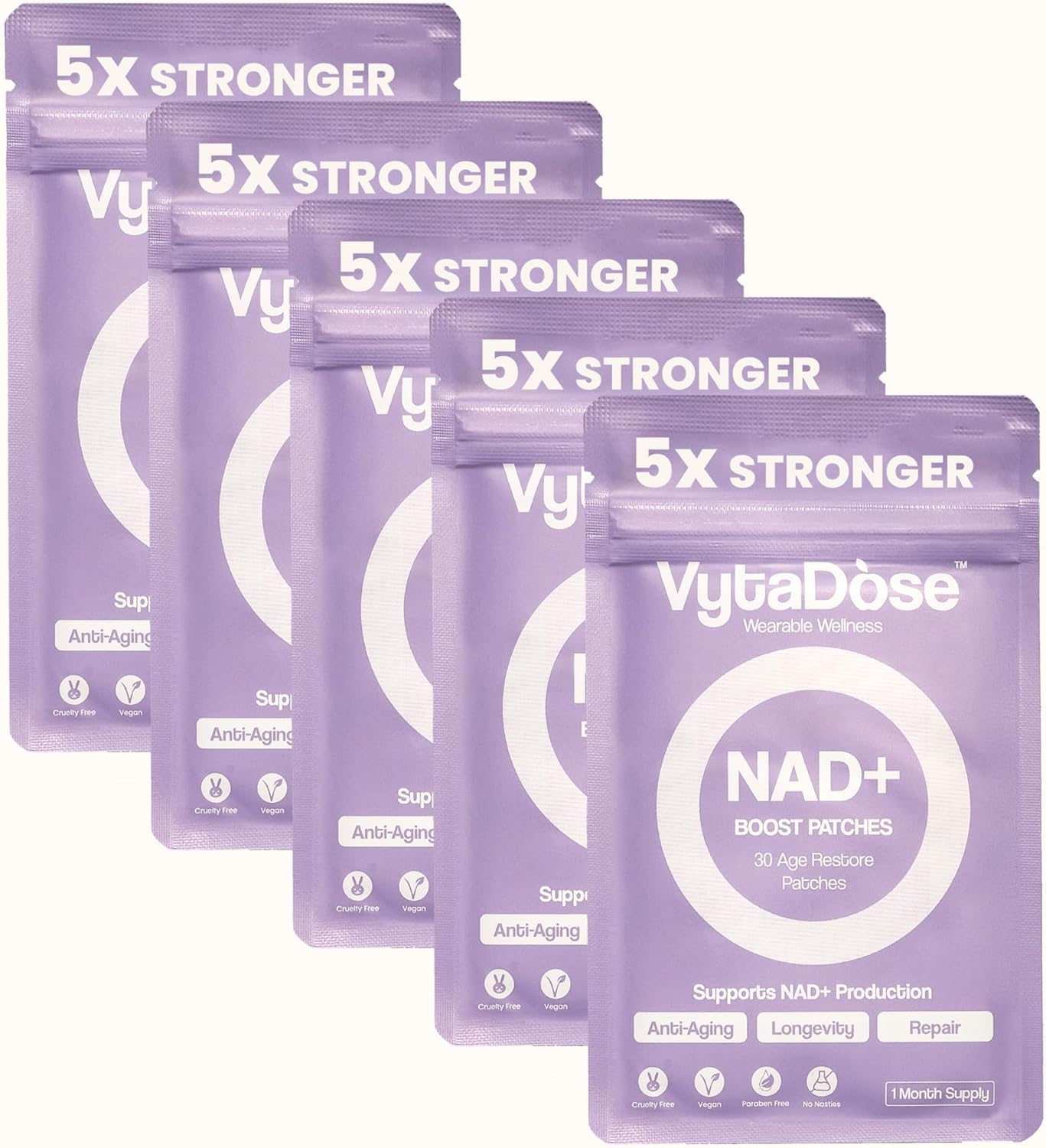 NAD+ Boost Patches | Anti-Aging and Wellness Support | 5x Stronger Formula | NMNH, Resveratrol, Hyaluronic Acid, Vitamin C, & Coq10 l Premium 8-Hour Time-Release Patch for Enhanced Absorption