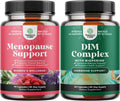 Bundle of Complete Herbal Menopause Supplement for Women for Night Sweats Mood and More with Dong Quai Vitex Chaste Berry and Black Cohosh and Extra Strength Diindolylmethane DIM Supplement - DIM Comp