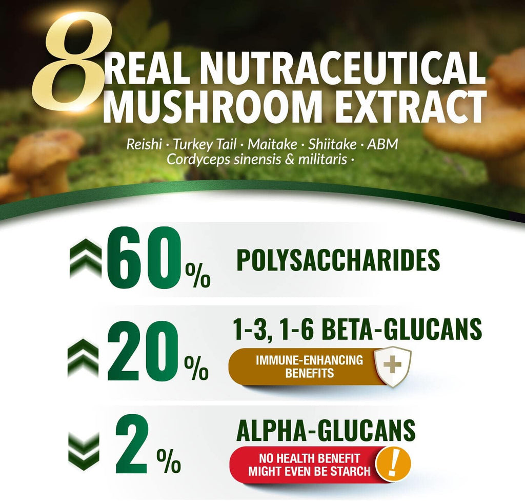 LABO Nutrition Bioactive Organic Cordyceps Ultra – 8 Mushroom Extract Supplement, Cordyceps, Reishi, Turkey Tail, Maitake, Agaricus blazei, Shiitake, for Immunity, Energy, Stamina, No Fillers