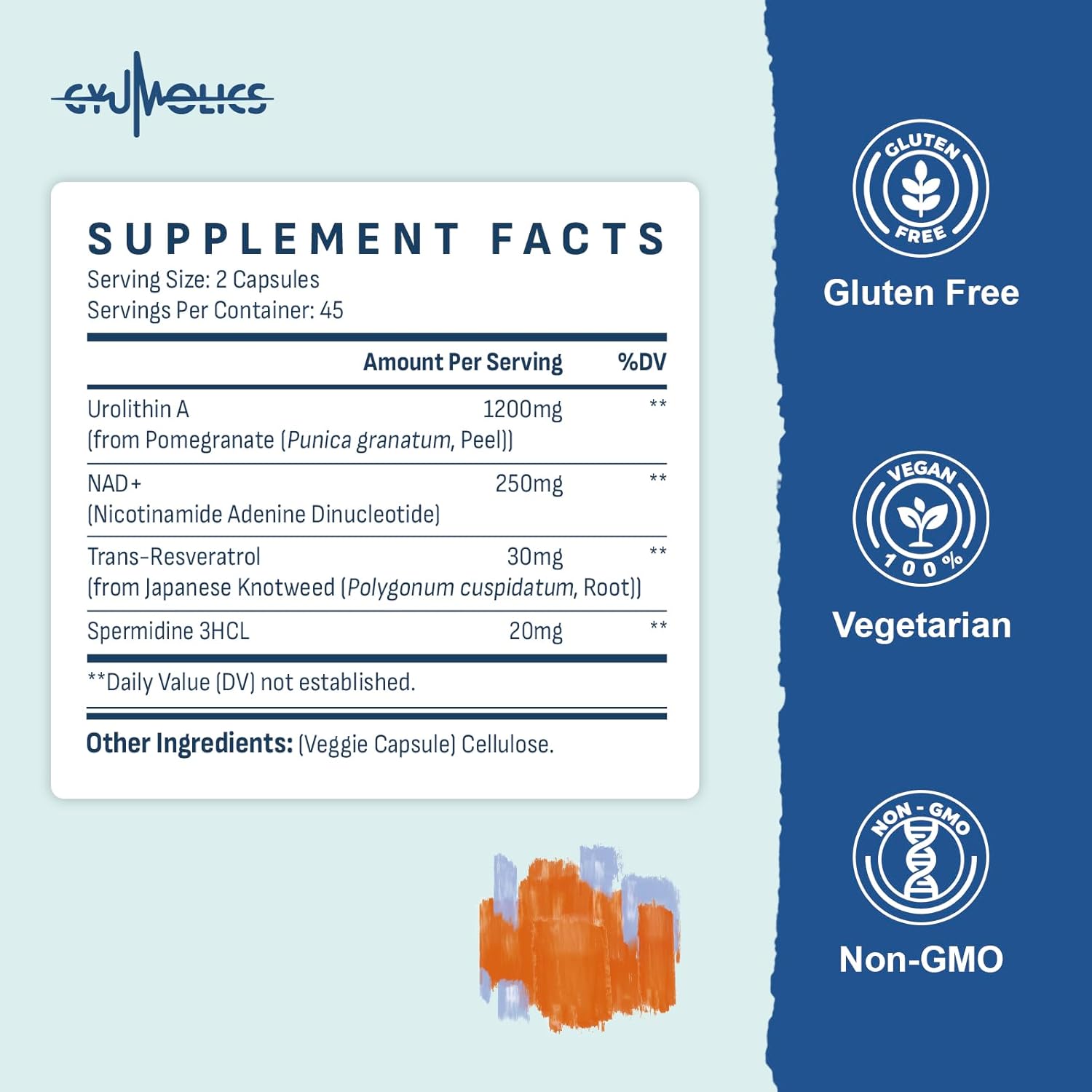 High Dose Urolithin A 1200mg Supplement for Mitochondrial, Cellular Longevity Support for Women & Men – NAD+, Trans-Resveratrol & Spermidine – High Purity & Potency – 180Capsules
