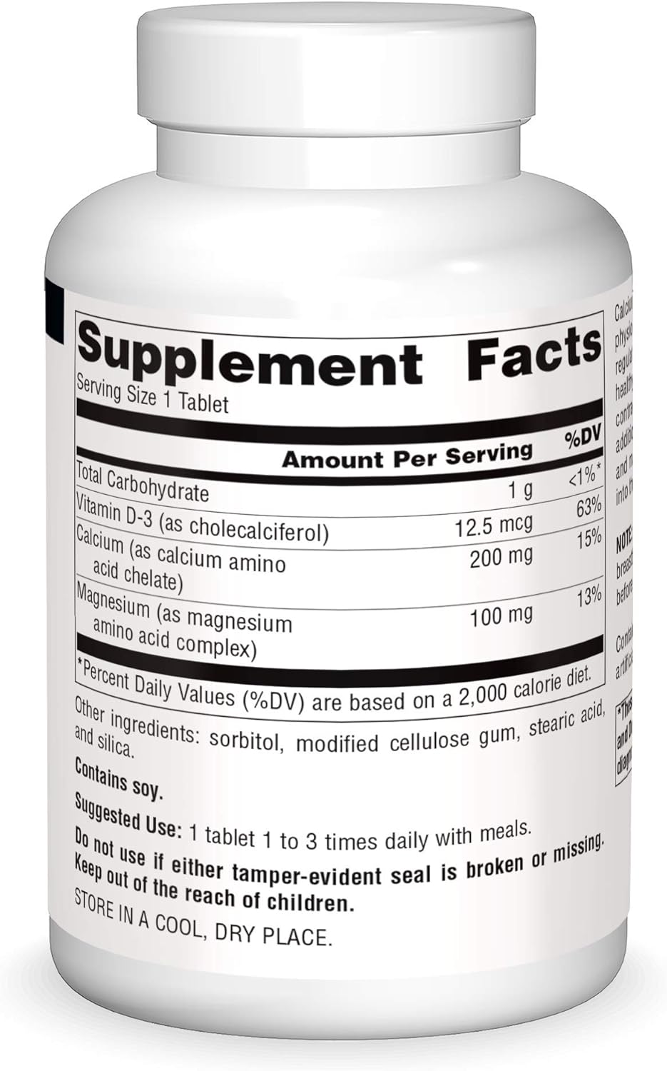 Source Naturals Calcium & Magnesium, Amino Acid Complex with Vitamin D-3, 300 MG - 250 Tablets