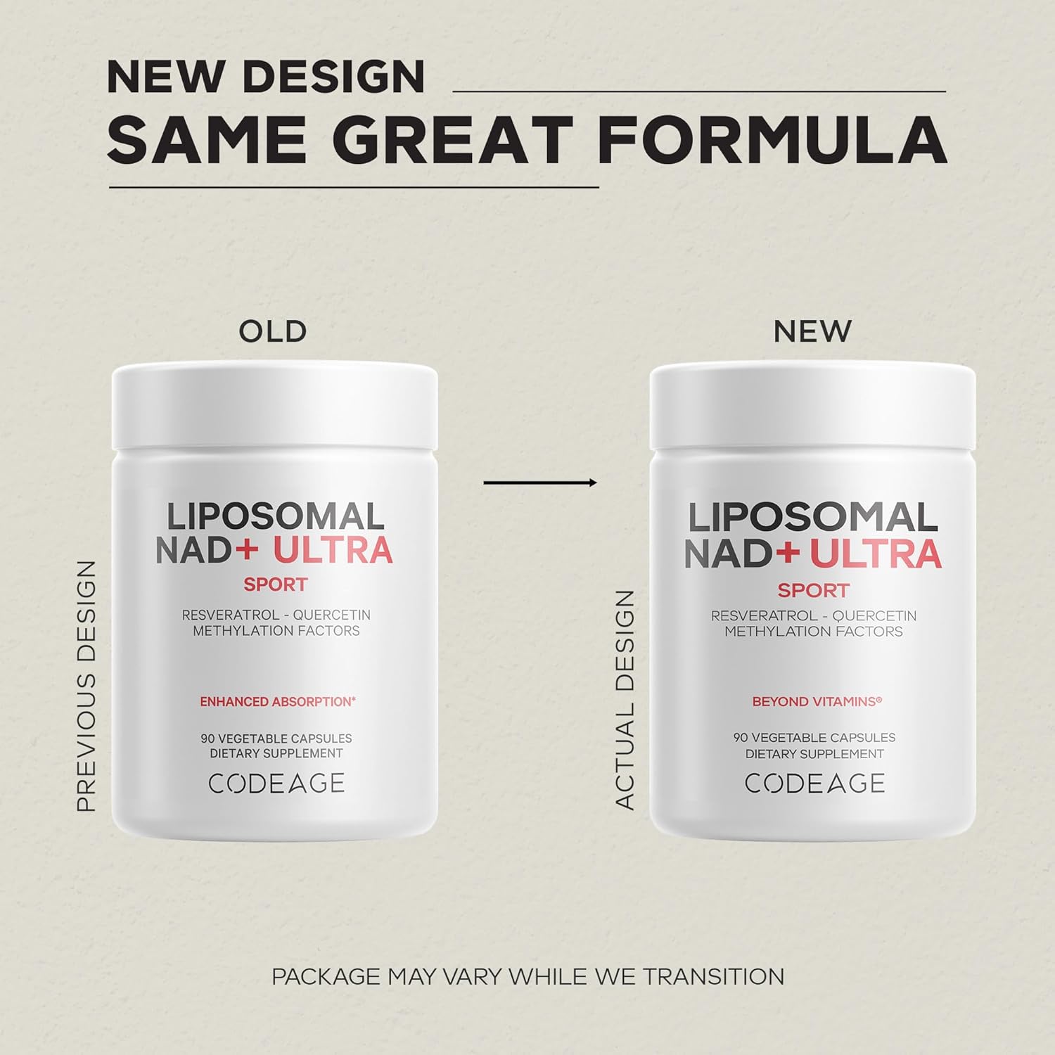 Codeage Liposomal NAD+ with Resveratrol & Vitamin B - NAD Plus Ultra for Energy & Healthy Aging Support - NAD Vitamin Supplement with Quercetin, Betaine, Riboflavin - Bioavailable - 90 Capsules