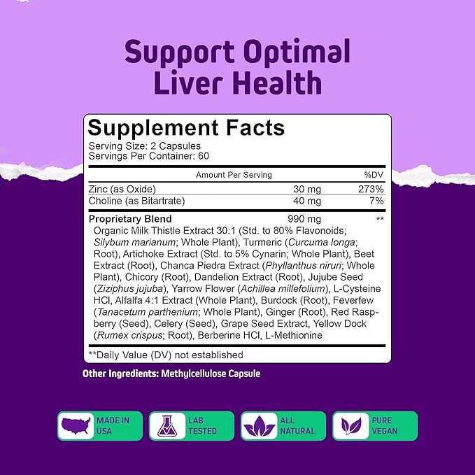 Herbtonics Liver Cleanse Detox & Repair Supplement with Milk Thistle & Artichoke 20-in-1 Liver Support Formula, Energy & Overall Health | Dandelion, Turmeric, Berberine | 120 Vegan Capsules