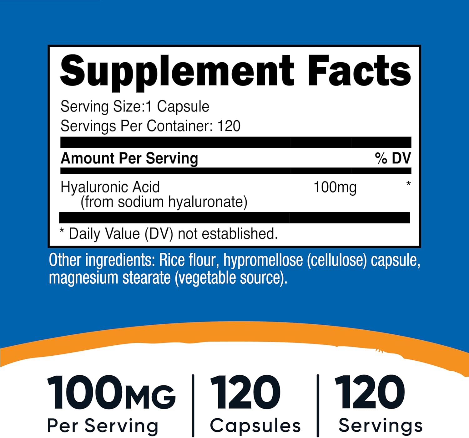 Nutricost Hyaluronic Acid Capsules 100mg,120 Vegetarian Capsules - Gluten Free, Non-GMO