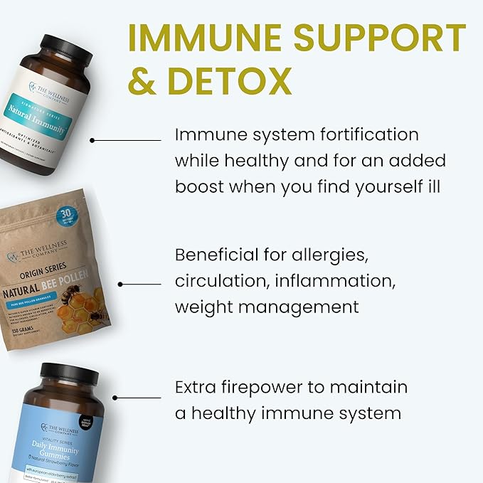 The Wellness Company Daily Immunity Gummies – Delicious Immune Boost - Elderberry, Zinc, Quercetin, Vitamins C & D | 60ct (1 Month Supply)