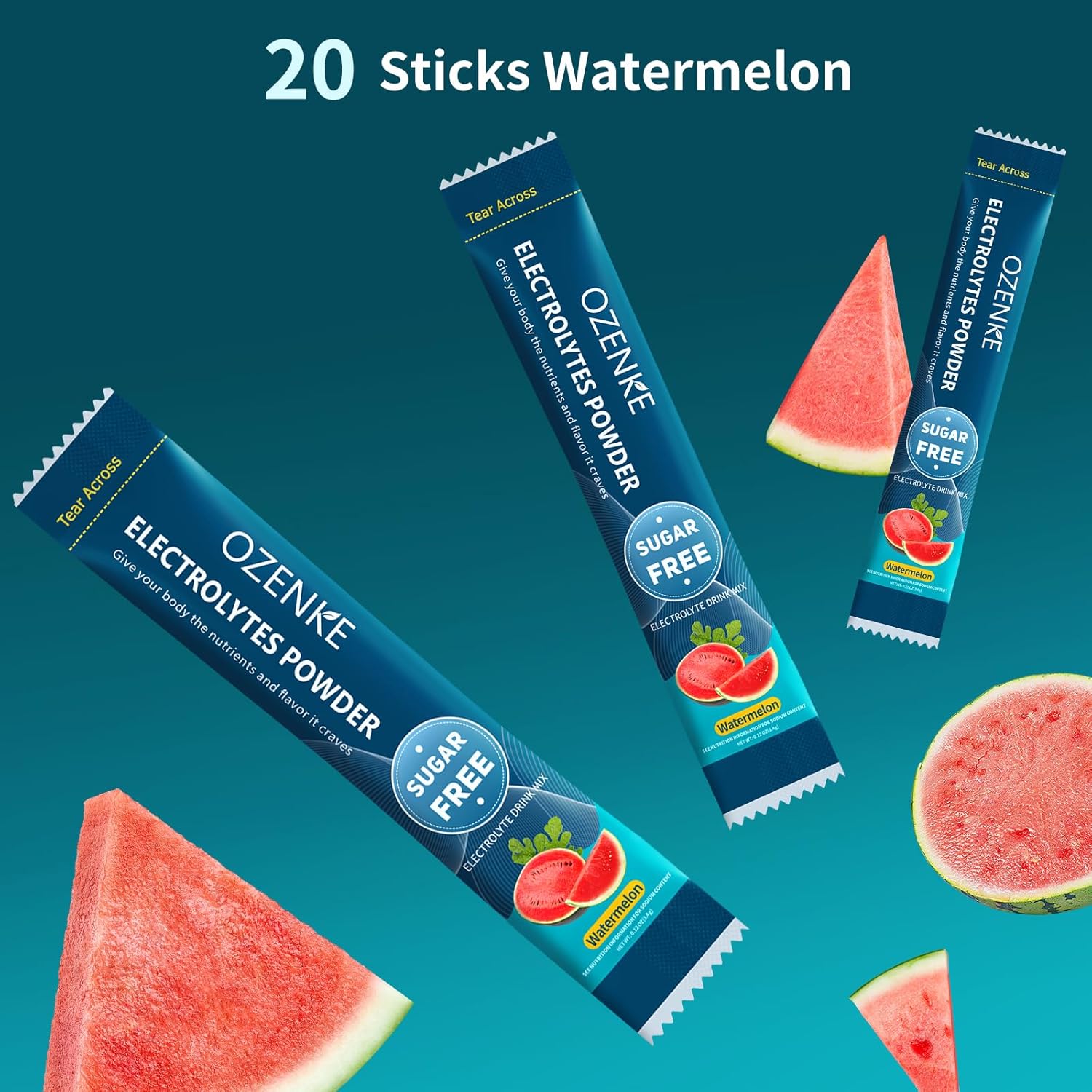 Electrolytes Powder Packets, Hydration Packets, Electrolytes Sugar Free, Portable Electrolyte Drink Mix for Rapid Hydration, No Sugar & Low Sodium | 0 Calorie | Watermelon Flavor | 20 Sticks
