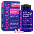 LOVEBUG Yeast + Vaginal pH Support | Clinically Studied Ingredients for Yeast & UTIs | Multi Strain 50 Billion CFU | 60 Capsules