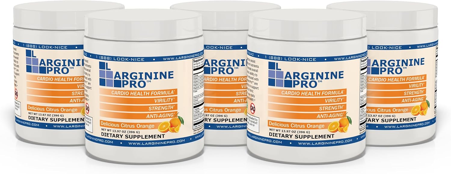 L-ARGININE PRO | 5,500mg L-Arginine Plus L-Citrulline 1,100mg Orange Powder Drink Mix Supplement for Increased Nitric Oxide Production