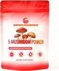 Lazra Earth's Mushrooms Mushroom Powder Blend - 5-in-1 Reishi, Lion’s Mane, Cordyceps and Chaga Mushroom Supplement Extract Complex, for Immune Boost & Brain Support, Non-GMO, Vegan with 100 Servings
