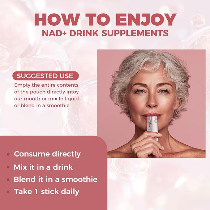 NAD+ Liquid Supplement 1000mg 30 Sachet, Nicotinamide Riboside & Resveratrol with PQQ DNA Repair Advanced NAD Supplement for Men & Women,Boosts Cellular Energy