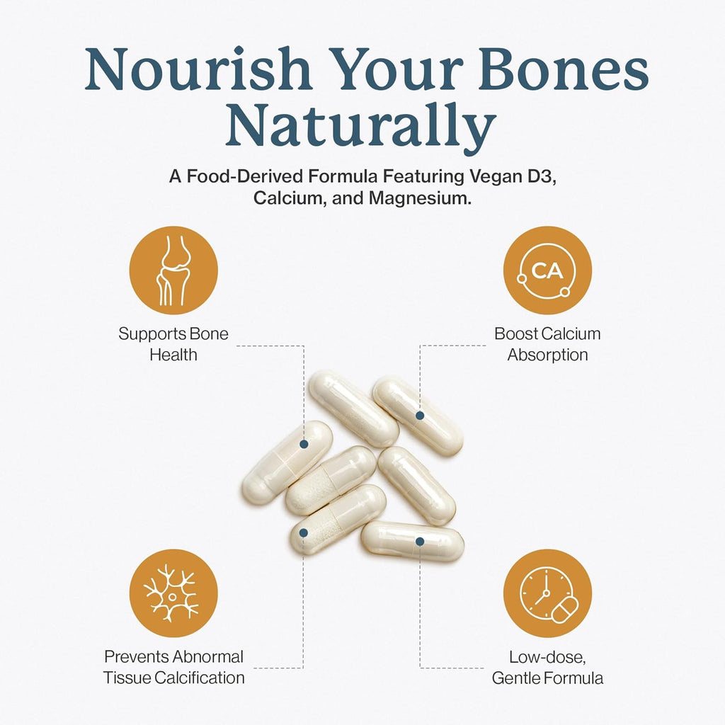 Dr. Fuhrman Osteo Bone Health Supplement | Osteoporosis Supplement Wholefood Vitamin for Bone Density | Organic Vitamin D3, Food-Derived Calcium, Magnesium & K2 | with Natural Ingredients | 120 Caps