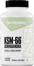 NutraBio Ashwagandha KSM-66 | Ashwaganda Herbal Supplement for Stress, Mood, & Performance | 600 MG of Clinically Studied KSM66 90 Capsules