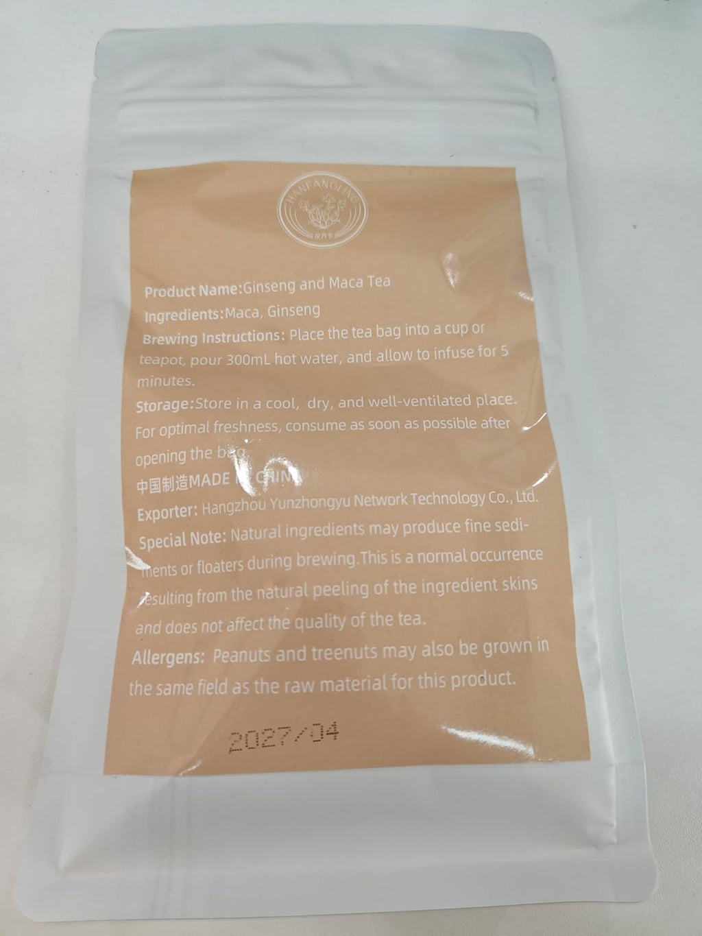 HANFANGLING Ginseng Maca Tea, Natural and Health, Caffeine-Free Herbal Tea,20 Tea Bags,2.82oz