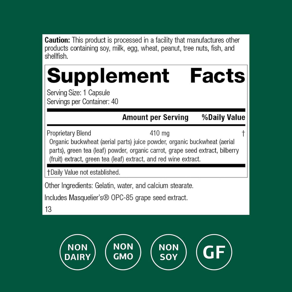 Standard Process Inc. OPC Synergy - Whole Foods Cognitive Health, Brain Health and Brain Support, Eye Support and Eye Health with Bilberry, Grape Seed Extract, Green Tea Powder - 40 Capsules