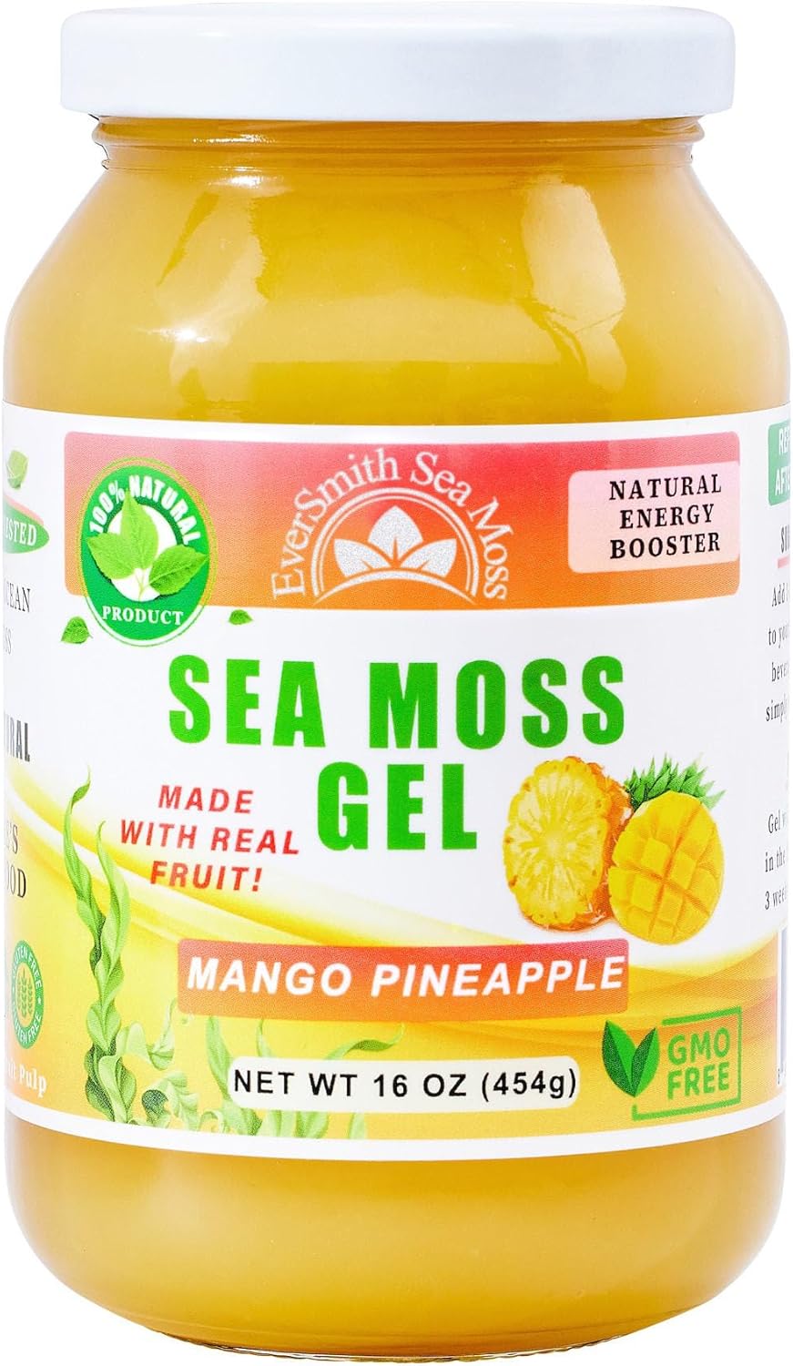 Wildcrafted Irish Sea Moss Gel | Made in USA | Rich in Vitamins & Minerals | Sea Moss Gel Raw | Nutritional Supplement | Mango Pineapple (1 Jar)