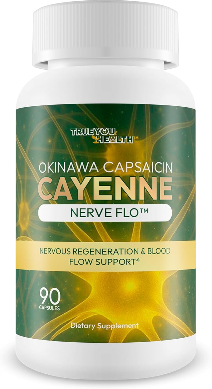 Okinawa Capsaicin Cayenne Nerve Flo - Our Best Neuropathy, Memory, & Pressure Supplement - Nervous System Support Cayenne Pepper Supplement - Okinawa Capsaicin For Neuropathy And Healthy Nerve Flow