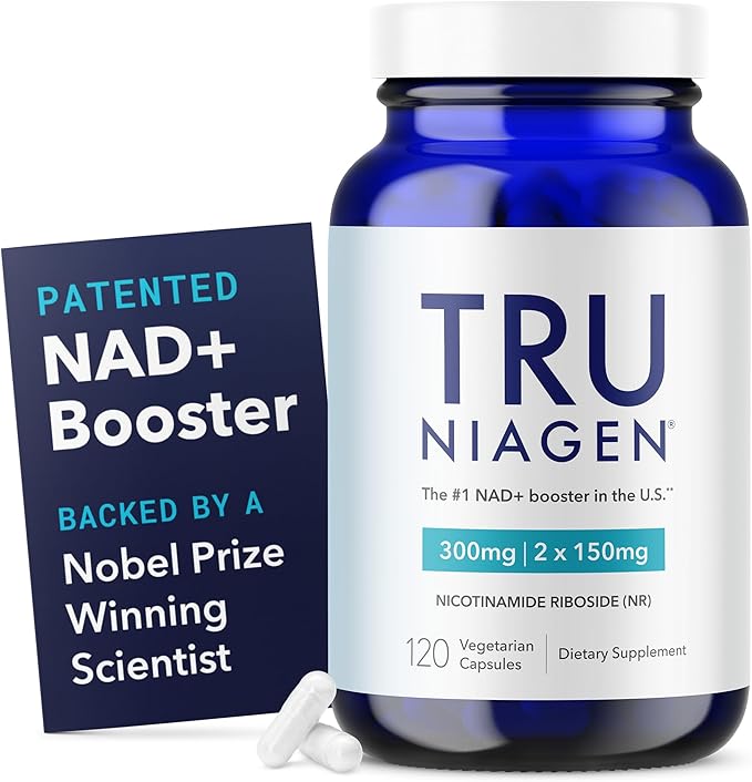 TRU NIAGEN Patented NAD Supplement for Brain Function, Anti Aging & Cell Regeneration, Niagen, 60 300mg Servings | Supports Cellular Energy, Muscle | Nicotinamide Riboside (NR) Take 2 Daily | 1 Bottle