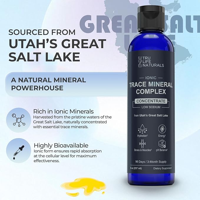 Trace Mineral Complex – 8 oz (96 Servings) – 72+ Ionic Minerals Concentrate/Magnesium, Chloride, Boron, Potassium/Supports Hydration & Electrolyte Balance