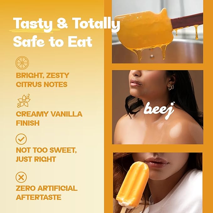 BEEJ Edible Massage Oil - Dreamsicle Flavored with Coconut Oil and Pumpkin Spice Gummies for Couples, No Artificial Flavors or Sweeteners