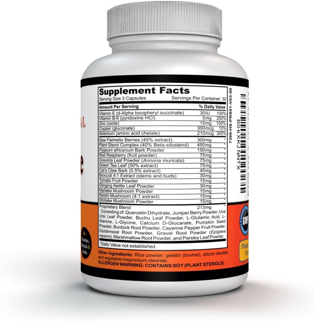 Prostate Support Complex - Saw Palmetto & Beta Sitosterol with Pygeum Bark - Daily Urinary Flow Support for Men - 90 Natural Plant Sterol Capsules